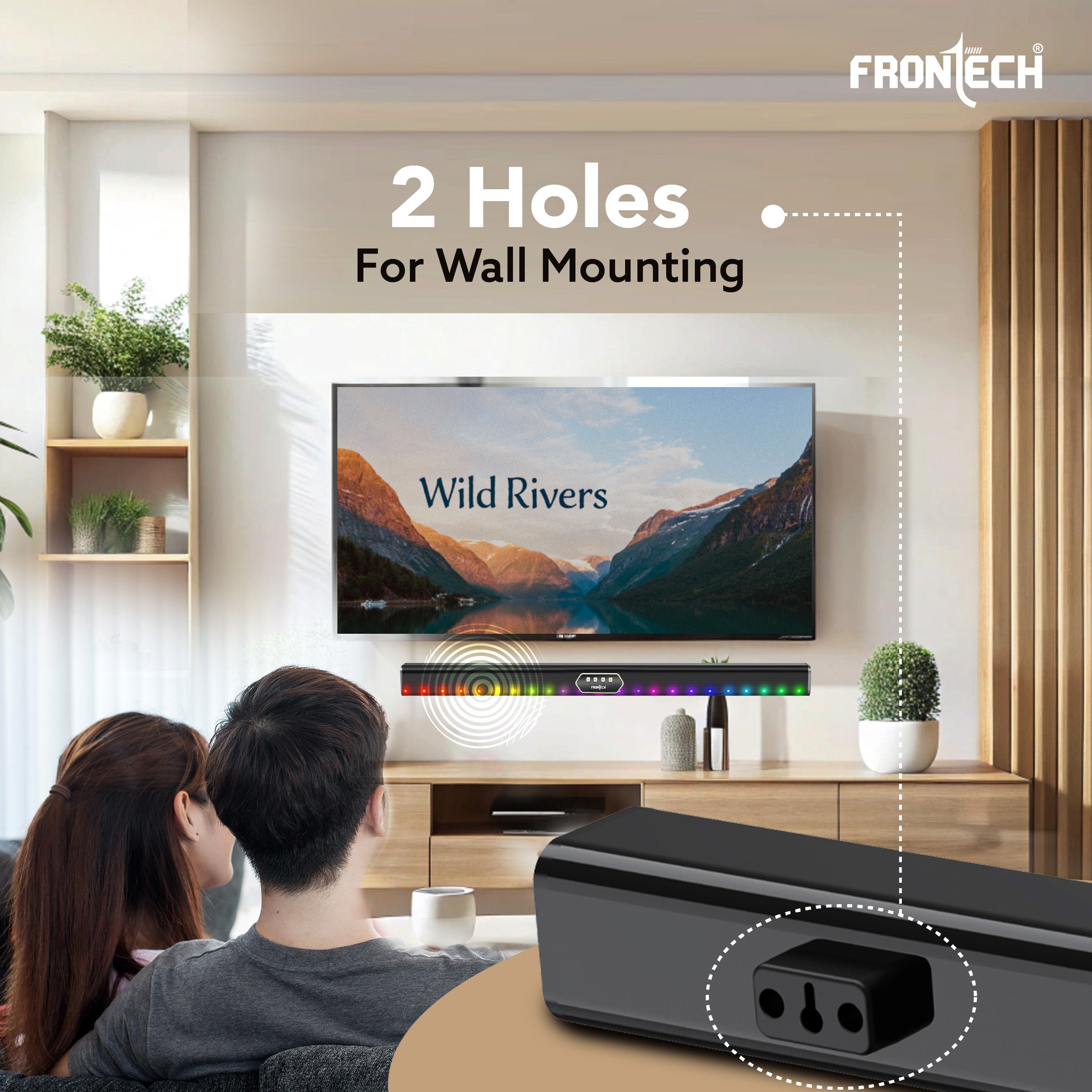 Frontech ECHOBAR | 50W | Bluetooth 5.3 Soundbar with RGB LED Lights | 2400 mAh Battery | AUX/USB/TF/Coax Inputs | Wall Mountable | Portable Speaker for TV, PC & Gaming (SW 0194 ) Frontech ECHOBAR | 50W | Bluetooth 5.3 Soundbar with RGB LED Lights | 2400 mAh Battery | AUX/USB/TF/Coax Inputs | Wall Mountable | Portable Speaker for TV, PC & Gaming (SW 0194 )